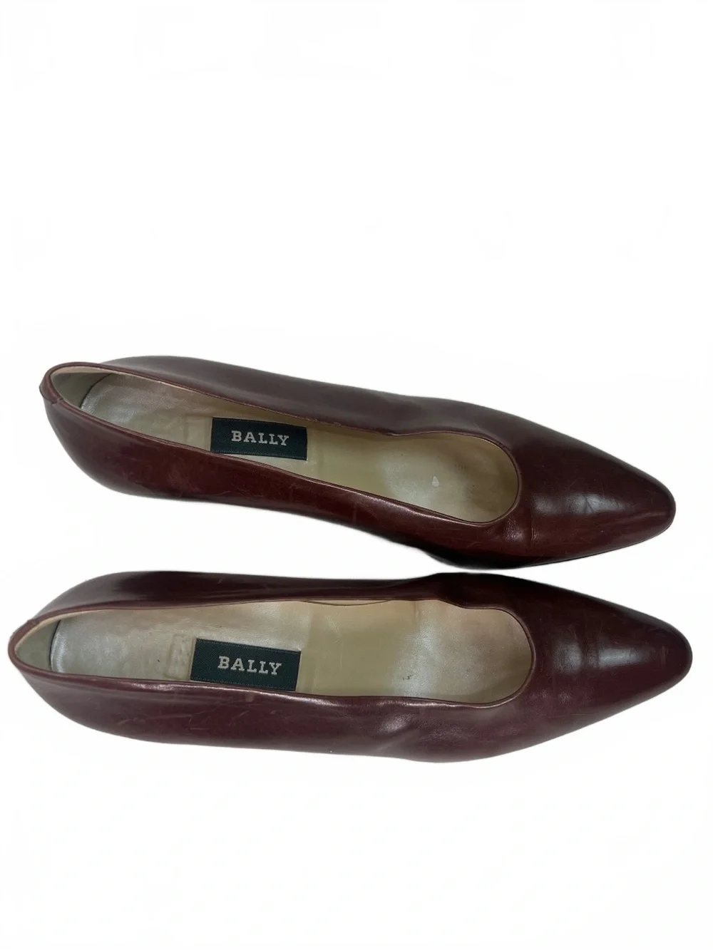 Vintage Bally Mahogany Brown Pointed Toe Pumps With Block Heels